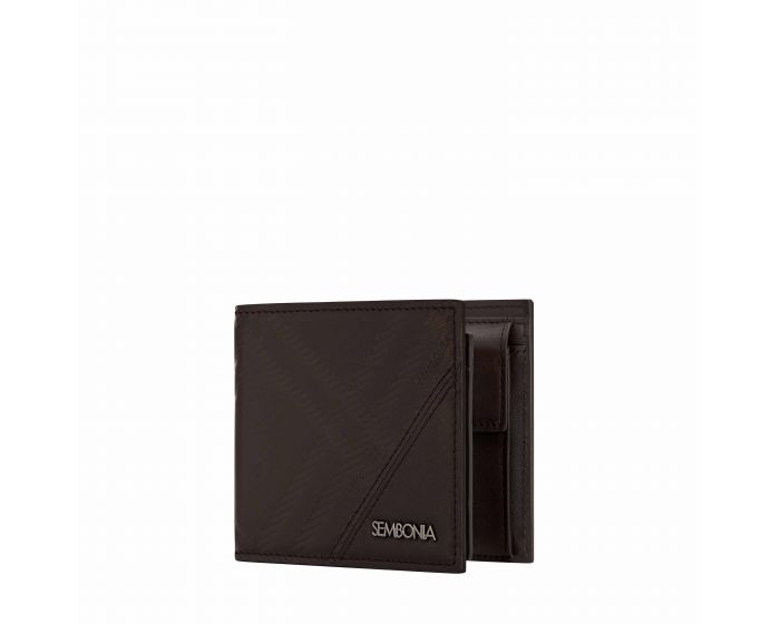 Signature Embossed Leather Tri-Fold Wallet With Coin Pocket - 066437-508